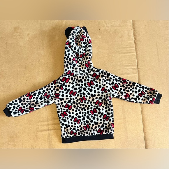 Minnie Mouse Toddler Girls Leopard Fleece Hooded Jacket, Size 3T - Picture 6 of 7